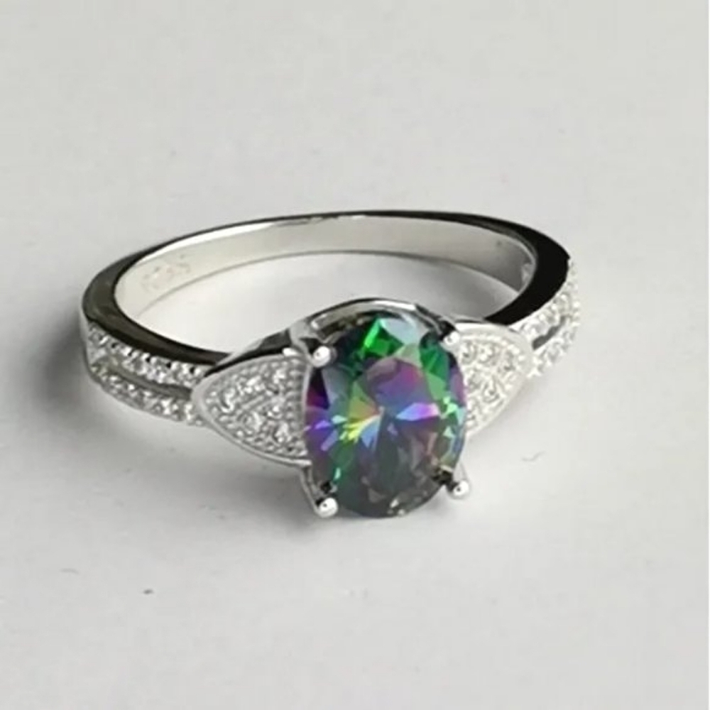NEW Sterling silver Mystic Topaz cz ring size 6